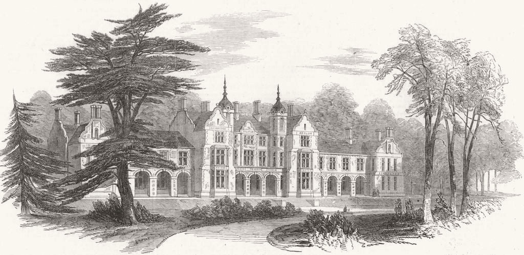 LONDON. soldiers widow asylum, Kingston-Upon-Thames 1852 antique print